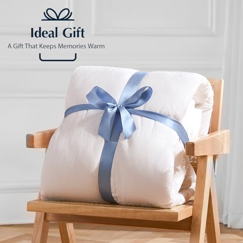Pacific Coast Lightweight Goose Feather Down Fiber Comforters King Size, Summer Duvet Insert, Ultra Soft, Breathable, Hotel Luxury Bedding Comforter with 8 Tabs, White, 106 x 90 inches — view 7