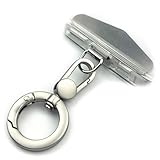 TENOC Metal Phone Tether, Universal Cellphone Lanyard Pad with 360 Rotation Spring Ring, Silver