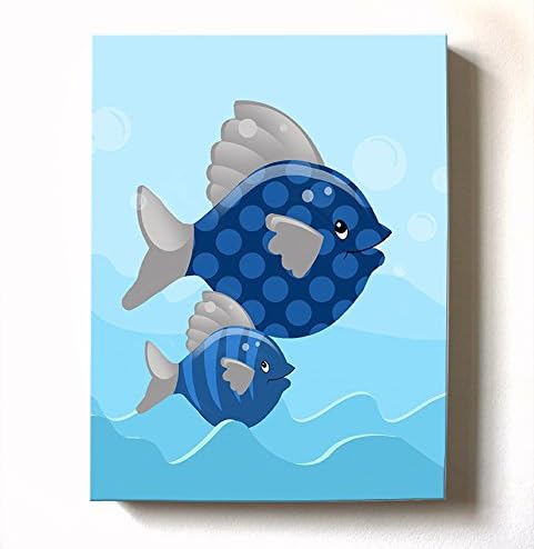 Under The Sea Ocean Theme - Stretched Canvas Nursery Wall Art Decor - Adorable Fish Design That Makes a Memorable Baby Gift Idea - Wooden Frame Construction - Ready to Hang 24X30