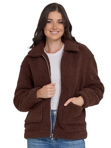 Steve Madden Sherpa Jacket Women - Oversized Faux Fur Winter Coats for Women, Shearling Fleece Plus Size Winter Jacket XS-3X