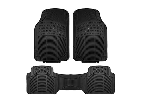 Tapete de Borracha para Carros Universal Proteção Antiderrapante Impermeável Preto, 3 peças