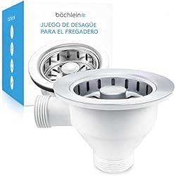 Valvula Desague Fregadero Juego de Desagüe Bächlein para el Fregadero, Diámetro de 114 mm, con Rebosadero, Dispositivo de Clic Ahora También para el Fregadero de la Cocina, Desagüe de Acero Inoxidable Pulido con Rebosadero