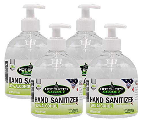 80% Alcohol GEL Hand Sanitizer - Antibacterial Formula Kills Germs - Made in USA - 16 OZ - 4 PACK