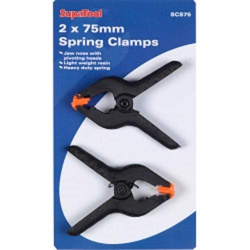 SupatoolSpring Clamps (Pack of 2) (2 x 2.9in) (Black)