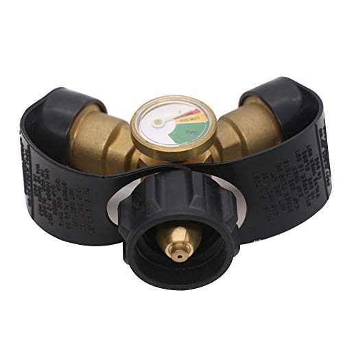 Adaptador de tanque de propano, Romacci Adaptador de propano Y-Splitter com medidor de adaptador de