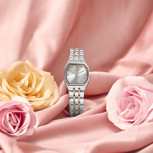 Image of Sonata Poze 8 Quartz Analog with Silver Dial IP Rose Gold Stainless Steel Strap Watch for Women - SP80164KM01W