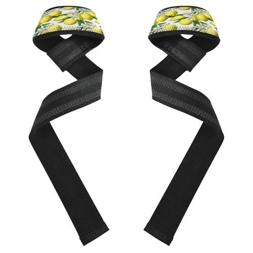STAYTOP Yellow Lemon Wrist Straps for Weightlifting,Lifting Straps with Neoprene Cushioned Wrist Padded and Anti-Skid Silicone for Strength Training,Bodybuilding,Deadlifting