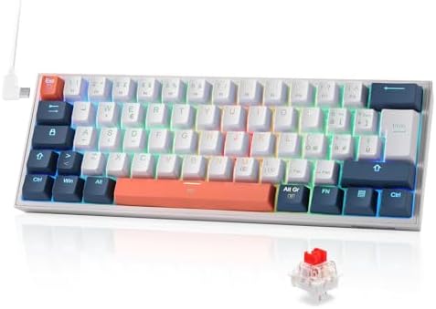 Redragon K617 Fizz 60% Wired RGB Tastiera Gaming, 62 Tasti Hot-Swap, Tastiera Meccanica Compatta con Interruttori Rossi Lineari, Supporto per Driver/Software Professionale, Layout Italiano QWERTY