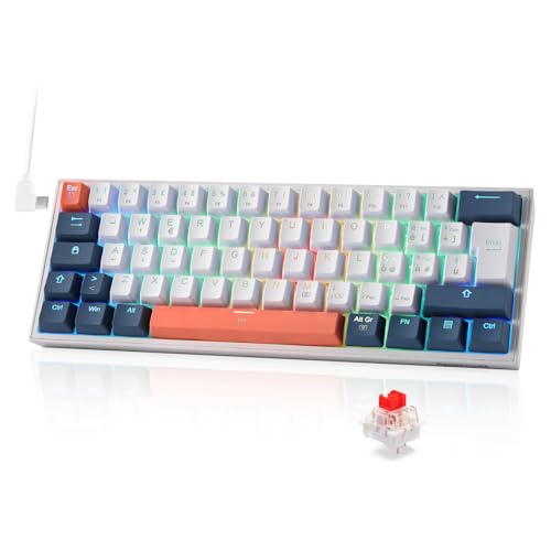 K617 Fizz 60% Wired RGB Tastiera Gaming, 62 Tasti Hot-Swap, Tastiera Meccanica Compatta con Interruttori Rossi Lineari, Supporto per Driver/Software Professionale, Layout Italiano QWERTY - Tastiera gaming