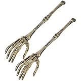 Veemoon 2PCS Skeleton Hand Salad Tongs,13Inch Halloween Serving Spoon Skeleton Arms Prop for Halloween Party Kitchen Appetizer Tableware