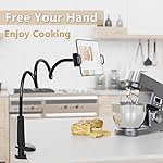 Tablet Stand Holder, Mount Holder Clip with Grip Flexible Long Arm Gooseneck Compatible with ipad iPhone/Nintendo Switch/Samsung Galaxy Tabs/Amazon Kindle Fire HD - Black - Image 3