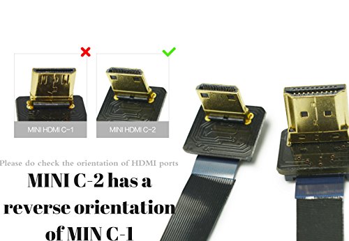 Short Slim Mini Hdmi Flat Hdmi Fpv Hdmi Fpc Hdmi Cable Mini Hdmi 90 Degree To Standard Hdmi 90 Up For Brushless Gimbal Handhold Gimbal Dsrl Gimbal Fpv Drone Rig Black 20Cm #TOP1