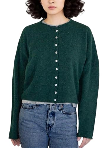 Image of Women Y2k Knitted Cardigan Long Sleeve Button Down Sweater Lightweight Casual Cardigan Loose Fall Streetwear