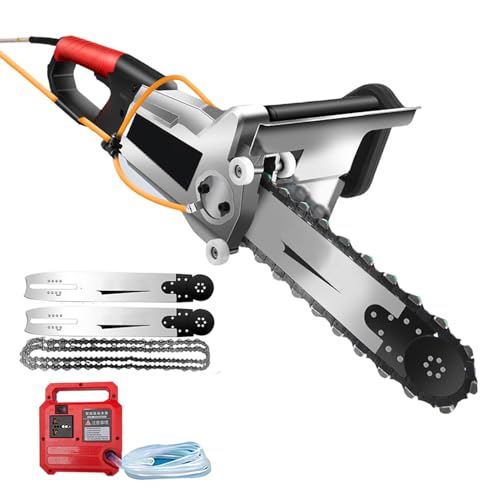 Betonkettensäge 7600W/8900W Elektrische Kettensäge mit 35/48 cm Diamantkette – Automatische Wasserpumpe, staubarme Schnitte, ideal für Wandöffnungen, Ziegel, Stahlbeton und Mauerwerk 8900W/18.9in