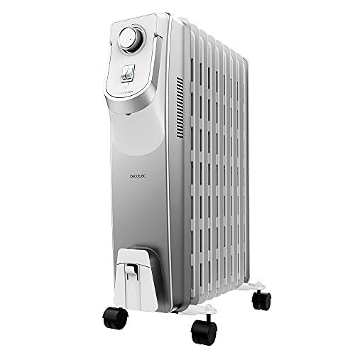 Cecotec Radiador Eléctrico de Aceite ReadyWarm 9000 Space 360. 9 Módulos, Bajo Consumo, 2000 W, 3 Niveles, Recogecables, Tecnología 360, Sistema de Seguridad, 22 m2