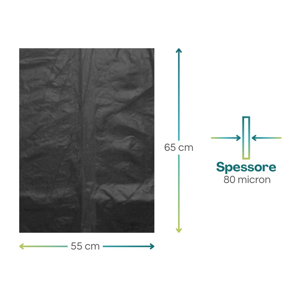 Virsus Sacchi Neri per Spazzatura Ultra Resistenti 55x65 Alto Spessore 18kg -Sciolti- Sacchi Resistenti - M