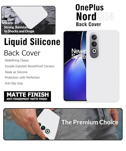 Image of LIRAMARK Liquid Silicone Soft Back Cover Case for OnePlus Nord CE4 5G (White)