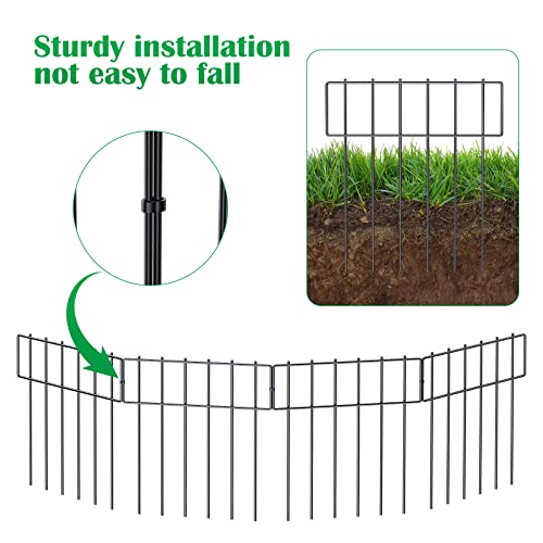 10 Pack Animal Barrier Fence, 17 Inch(H) X 10 Ft(L) Decorative Garden Fencing, Rustproof Metal Wire Garden Fence Border, Dog Rabbits Ground Stakes Defence Fence For Outdoor Landscape Patio, T Shape. #TOP4
