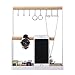 Portin Jewelry Organizer Display Stand Holder with Wooden Ring Tray and Hooks Storage Necklaces Bracelets, Rings, Watches Metal Desk Organizer Stand