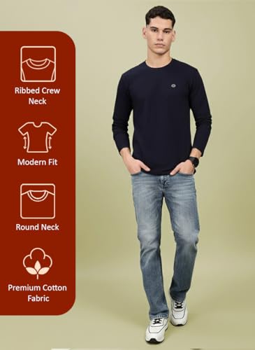 Image of Lux Nitro Men's Premium Cotton Long Sleeve T-Shirt | Modern Fit Casual Tee with Round Neck | Solid Regular Fit T-Shirt for Men