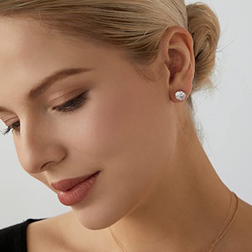 10K or 14K Real Solid Gold Stud Earrings for Women | White or Yellow Gold Oval Cut Solitaire Studs | 0.5 to 4 Carat Cubic Zirconia CZ Simulated Diamond2