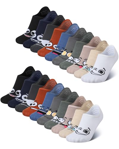 10 Pairs Funny Emotion No Show Socks for Men Novelty Different Fun Designs Colors Invisible Low Cut Thin Ankle Socks Non Slip Casual Liner Short Sock Summer Holiday Gift for Men Dad Grandpa