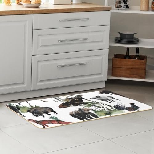 Alfombra absorbente para cocina y pasillo con estampado de bosque salvaje 7