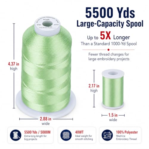 Image of Simthread Embroidery Machine Thread 5000M 40WT Polyester, S034 | 5000M 40WT polyester thread feeds smoothly for home or commercial embroidery projects.