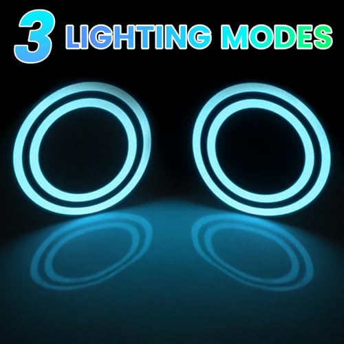 Image of EL Panel Light, Glowing LED Eyes Electroluminescent El Sheet Panel Light DIY Cuttable Round Ring EL Sheet Cosplay Mask Eyes Decoration with Battery Box (Ice Blue)
