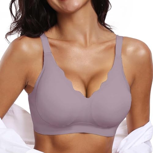 Genérico Sujetador Sin Aros Mujer Costuras Bralette Push Up Bandolera Ajustable, Cuello V - Cómodo, Suave, Elástico, Básico Sexy