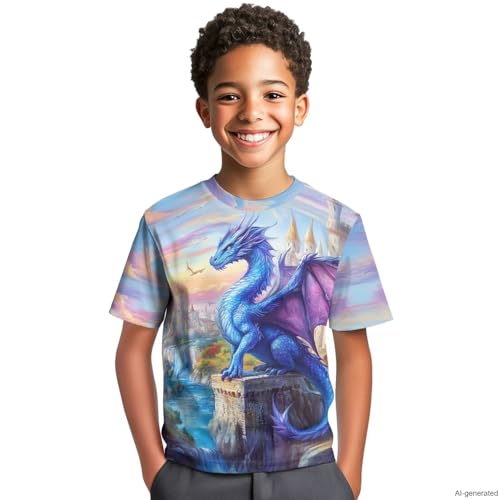 Image of WELLFLYHOM Kids Tshirts Girls Boys Short Sleeve Crewneck Tees Shirts Casual Sport Pullover Tops Size 3-16 Years