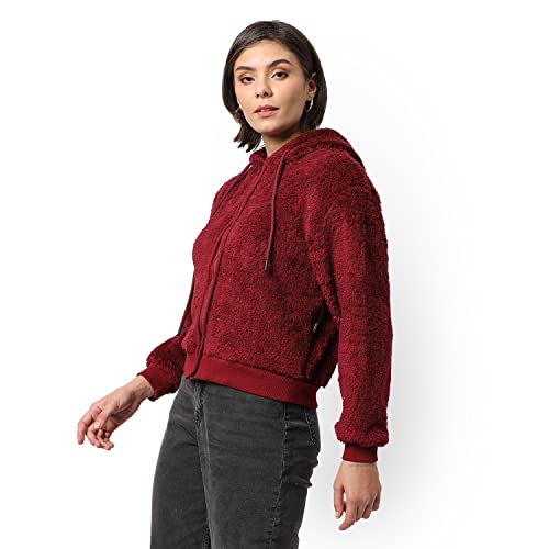 Image of Campus Sutra Women's Cotton Hooded Neck Sweatshirt