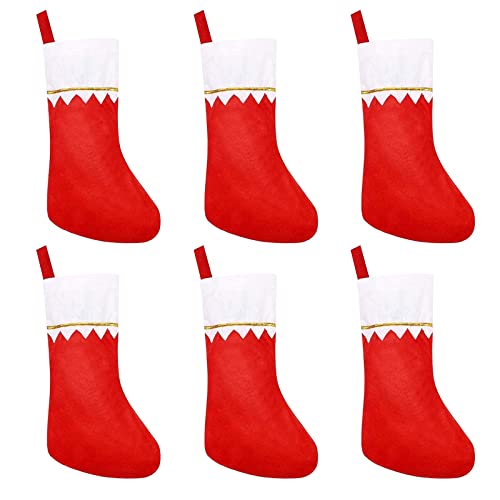 Chaussette de Noel a Suspendre Lot de 6, Chaussette Noel pour Cheminee, Chaussette Noel Personnalisable en Feutre, Noel Decoration Sacs Bonbons, Decoration Noel Sapin Peluche Fete Sac Cadeau (Blanc) Cover