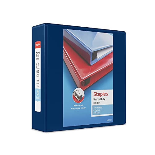 Staples Heavy-Duty 5-Inch D-Ring View Binder Red 1000 Sheets | Extra-large capacity for office archiving and bulk document storage. product thumbnail 13