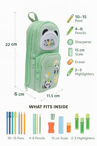 Image of Cute Pencil Pouch for Kids | 3 Large Compartments | Water-Resistant, Lightweight, Durable Fabric | School Stationery Organizer for Boys & Girls | Multi Storage Case
