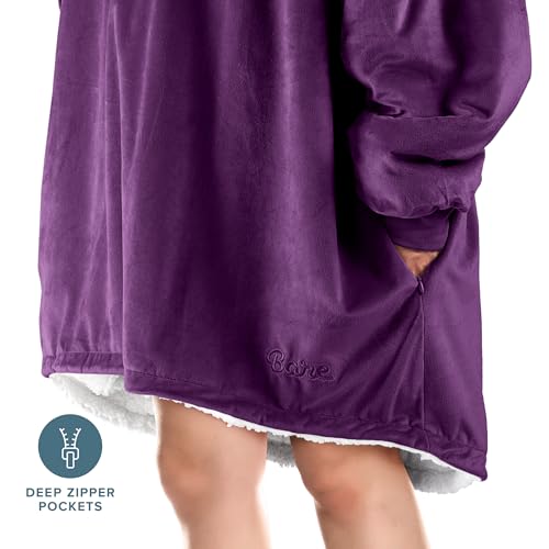Image of Bare Home Wearable Blanket Hoodie - Soft Plush Sherpa - Warm and Cozy - Oversized Wearable Blanket