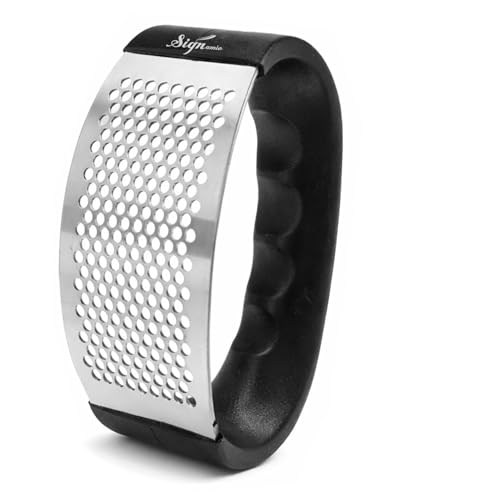 Signamio Garlic Crusher Mini Hand Press Chopper for Effortless Garlic Preparation, Durable and Easy to Clean Kitchen Essential - DN-2 Black