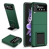 Funda protectora ultrafina y ligera para Samsung Galaxy Z Flip 3 5G, cuerpo completo, a prueba de golpes, funda protectora resistente con soporte ajustable para Galaxy Z Flip 3 (verde oscuro)
