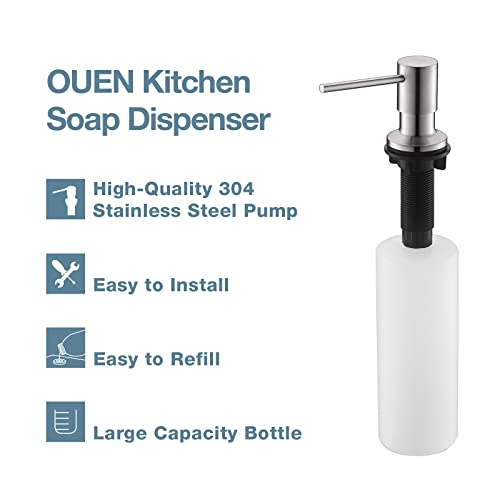 Soap Dispenser For Kitchen Sink, Ouen Brushed Nickel Pump Soap Dispenser, Built In Countertop Pump Head With 17Oz Liquid Soap Bottle #TOP7