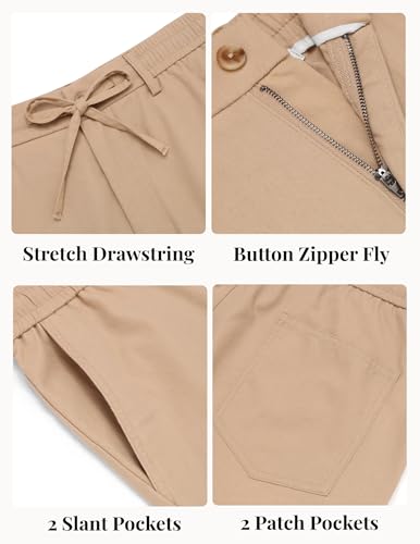Image of COOFANDY Mens Cotton Linen Pants Casual Drawstring Summer Beach Pants Lightweight Linen Dress Trousers