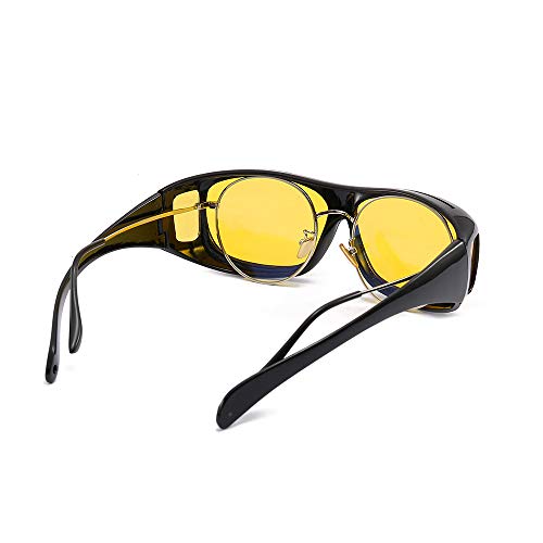 2Packs Unisex HD Day Night Driving UV400 Sunglasses Fit over Glasses Anti Glare3