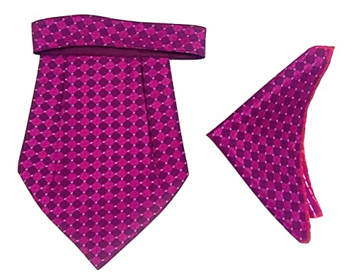 Image of formal cravat set for men with pocket square Men's Cravat Necktie, Self Design Microfiber Dark Multi color Free Size