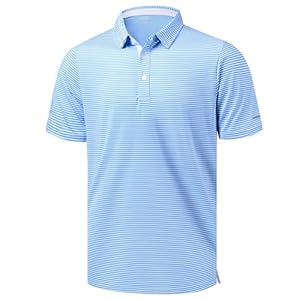 YAMXDM Golf Shirts for Men – Moisture Wicking Short Sleeve Performance Sport Casual Striped Collared Mens Polo Shirt