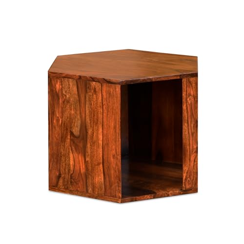 Image of Sheesham Wood Coffee Table Sheesham (Rosewood) 3 Small Table (12 x 12 x 14 inch) Set Solid Wood Coffee Table (Pre-Assembled)