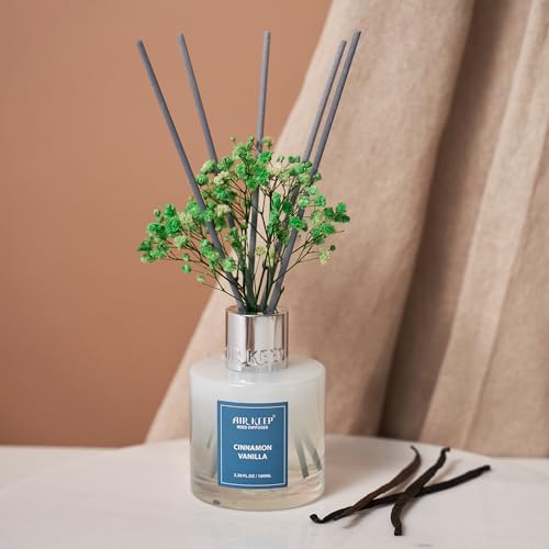 Image of Airkeep Reed Diffuser Set,3.38 fl oz (100 ml) - Cinnamon Vanilla Oil Diffusers with 8 Reed Sticks, Home Fragrance Reed Diffuser for Bathroom Shelf Decor