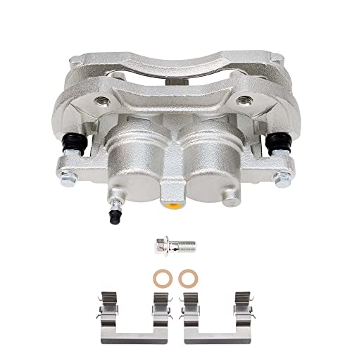 Image of Detroit Axle - Front Drilled & Slotted Rotors + Right Brake Caliper Replacement for 2006-2013 Chevrolet Impala Monte Carlo Buick Lucerne - 3pc Set