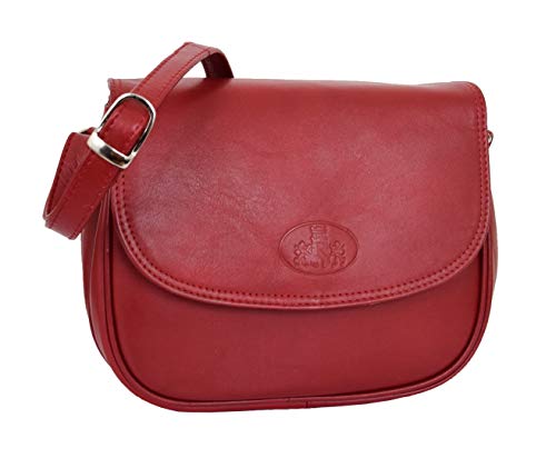 Sac bandoulière en cuir rouge Athena de qualité supérieure à rabat