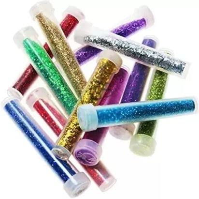Laxmi Collection Glitter Sparkle Powder 12 Tubes/Glitter Dust of Colors for Arts & Crafts, Scrapbooking, Paper Decorations and Other Activities Return Gift for Kids Multicolor-picture-40
