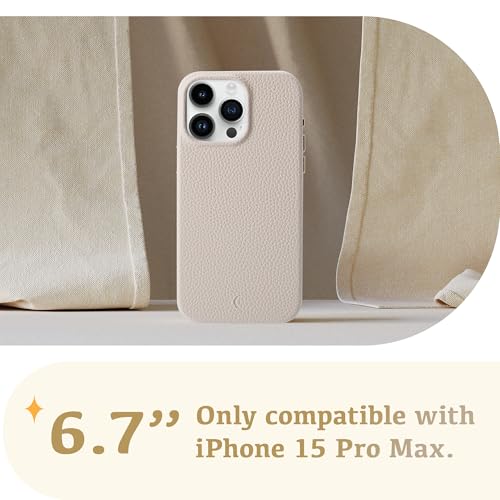 Luner - for iPhone 15 Pro Max - Premium Vegan Leather Phone Case [Compatible with Magsafe] - Elegant, Style and Eco-Friendly - Cream by Luner - Used condition - US$22.48
