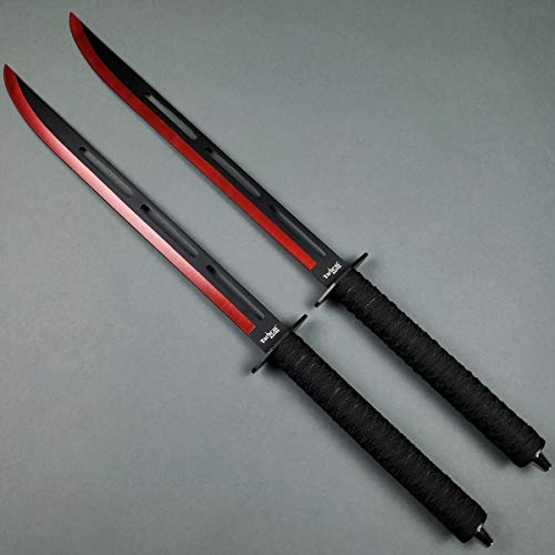 2 PCS Tactical Machetes, Tactical Fixed Blade Survival Katana Sword Set. for Camping, Collections, Gifts, Survival Tool Gear (Red-A) - Thumbnail 2